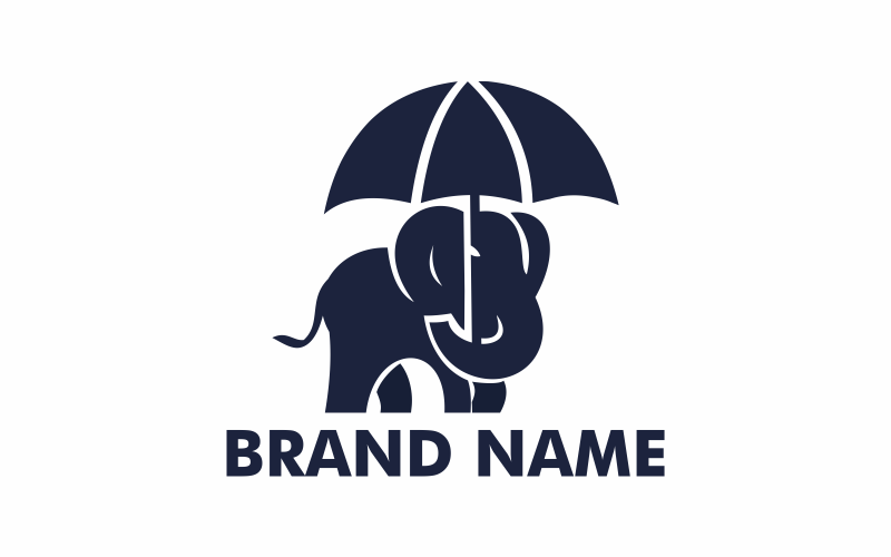 Plantilla de logotipo de paraguas de elefante
