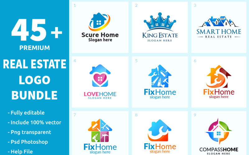 Download Шаблон логотипа "45+ Real Estate Logo Bundle" / 45+ Real Estate Logo Bundle - Шаблон логотипа на тему графика bundle,logo,real estate,business,vector,house,design,home,building,apartment,residential,construction,architecture,concept,property,company,abstract,element,set  modern,corporate