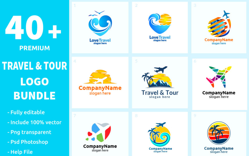 40+ reis- en tourlogobundel