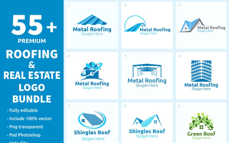 Download Шаблон логотипа "55+ Roofing and Real Estate Logo Bundle" / 55+ Roofing and Real Estate Logo Bundle - Шаблон логотипа на тему графика metal,roofing,logo,real estate,aluminium,zinc,galvalume,property,renovation,repair,construction,contractor,fix,handyman,architecture,screw,steel,coated,tile,corrugated