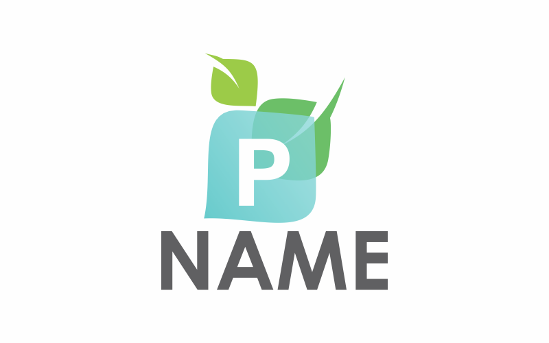 Zelené písmeno P Logo šablona