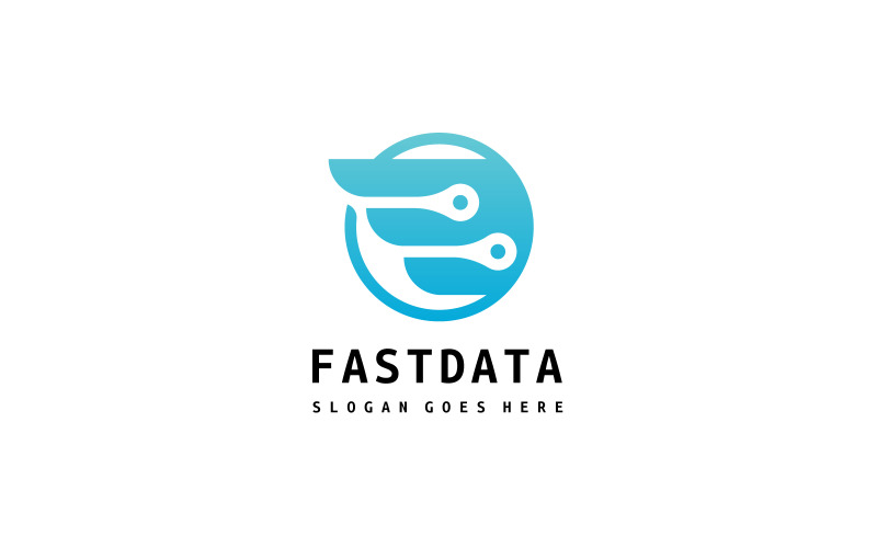 Download Шаблон логотипа "Technology Wing Fast Data" / Technology Wing Fast Data - Шаблон логотипа на тему графика airline,brand,business,company,corporation,design,digital,icon,identity,logo,media,plane,professional,simple,studio,tech