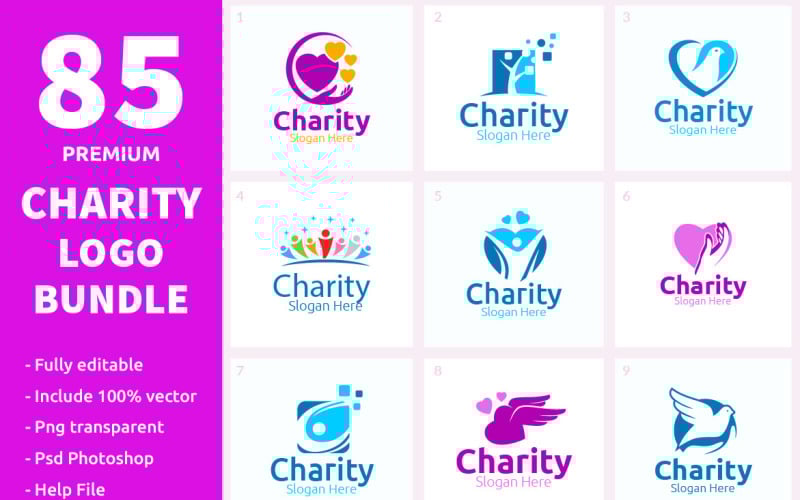 Download Шаблон логотипа "80+ Charity Logo Bundle" / 80+ Charity Logo Bundle - Шаблон логотипа на тему графика charity,logo,care,caring,donate,donation,foundation,give,hand,help,love,aid,health,voluntary,church,organization,medical,clinic,volunteer,heart