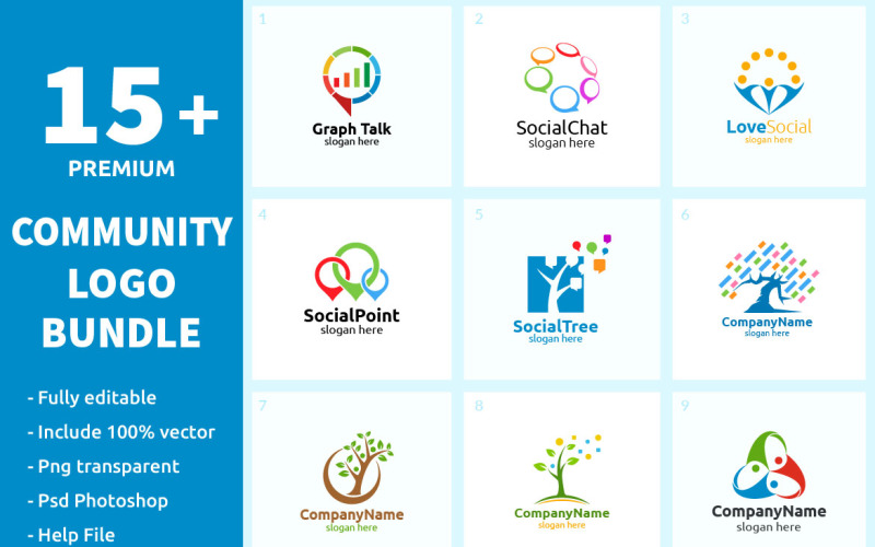 Download Шаблон логотипа "15+ Community Logo Bundle" / 15+ Community Logo Bundle - Шаблон логотипа на тему графика blog,chatting,logo,consulting,communicate,media,forum,web,speech,talk,chat,bubble,communication,speak,message,messaging,discussion,illustration,design,icon