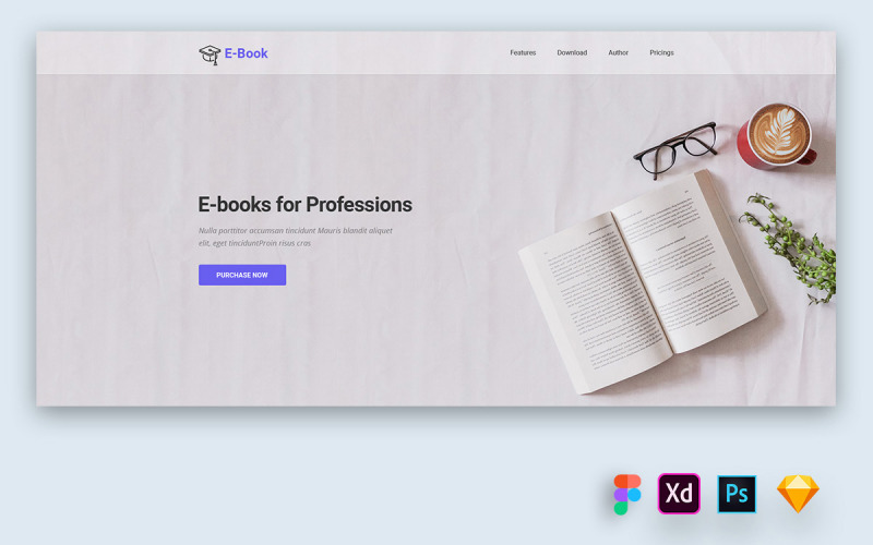 Encabezado de héroe para sitios web de libros electrónicos