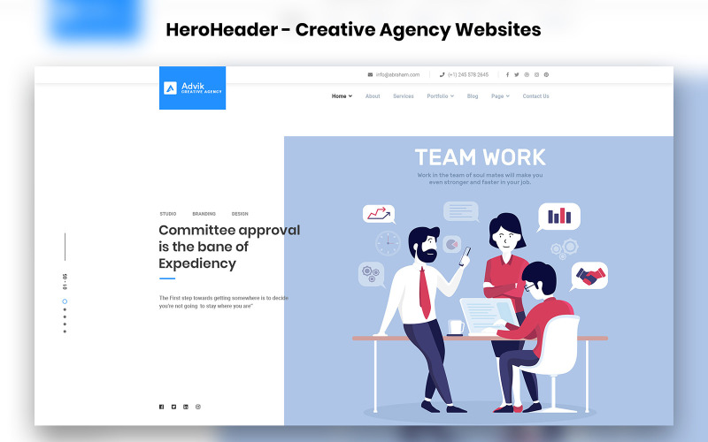 HeroHeader для элементов пользовательского интерфейса веб-сайтов креативных агентств