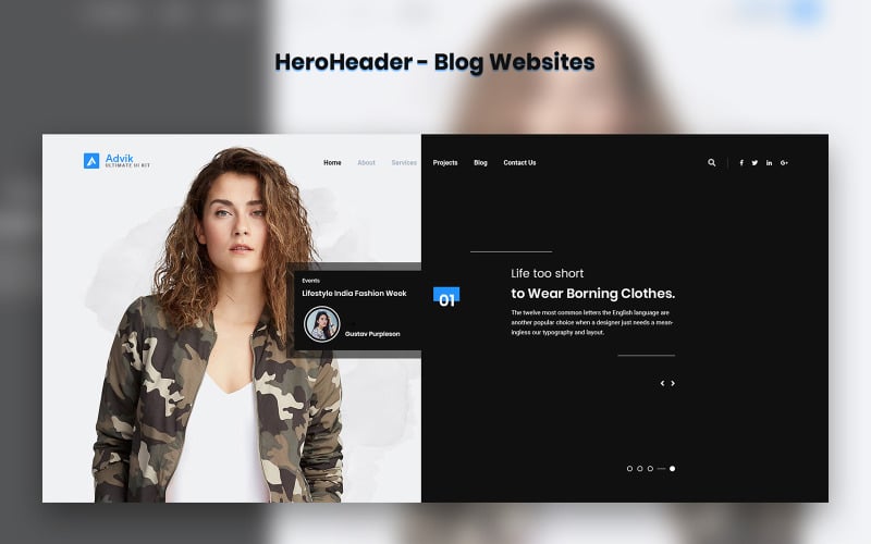 Download UI элементы "HeroHeader for Blog Websites UI Elements" / HeroHeader for Blog Websites UI Elements - UI элементы на тему графика blog,news,website,heroheader,landing,page,landingpage,psdtemplate,uidesign,saas,dashboard,creative,design