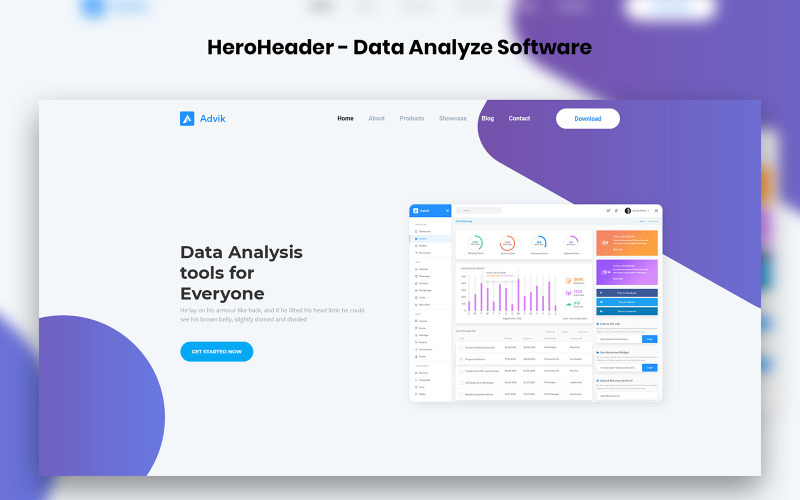 HeroHeader para elementos de interface do usuário de análise de software de sites