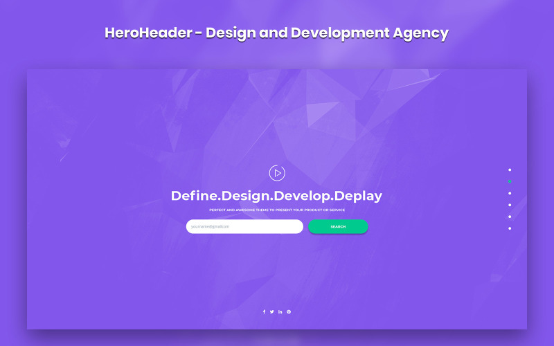 HeroHeader para elementos de interface do usuário de sites de design e desenvolvimento