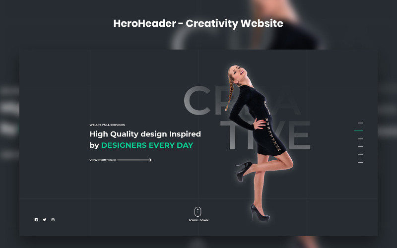 HeroHeader para elementos de interface do usuário do site de criatividade