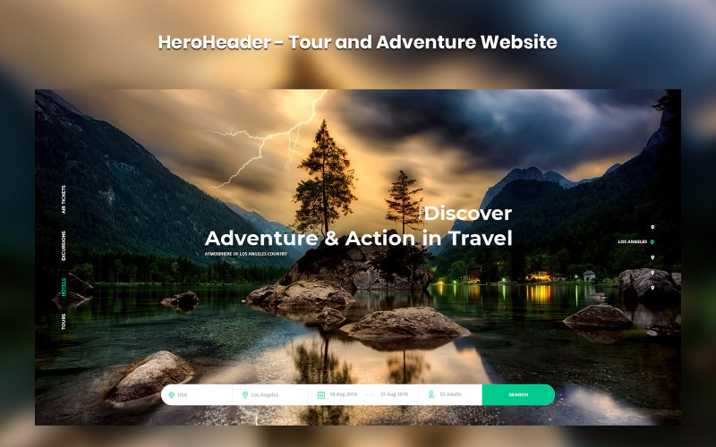 HeroHeader pro prvky uživatelského rozhraní webových stránek Tour a Adventure