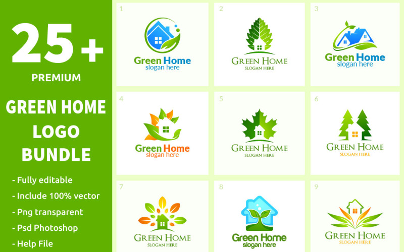 25+ Pack de logos de maison verte
