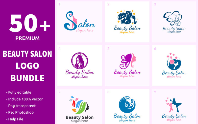 50+ Pack de logos de salon de beauté