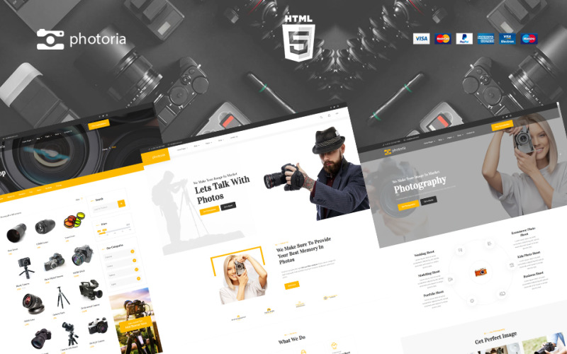 Photoria Photography Showcase et modèle de site Web de boutique