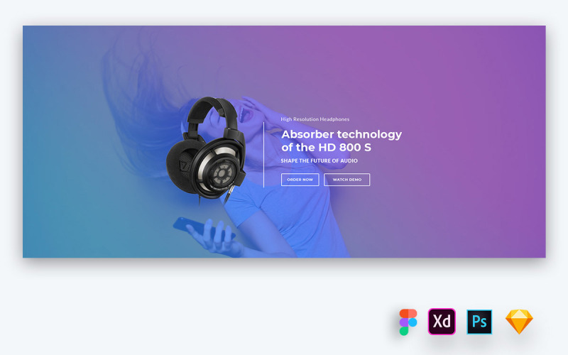 Encabezado de héroe para sitios web de promoción de productos