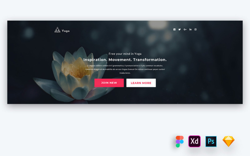 Hero Header para sites de treinamento de ioga