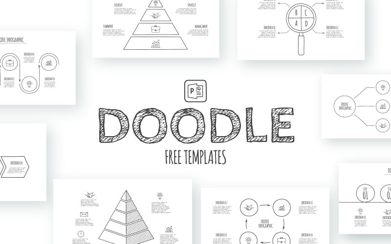 Kostenlose Doodle animierte Infografiken PowerPoint-Vorlage