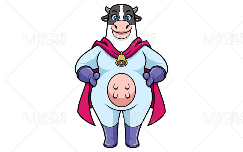 Mascota de superhéroe de vaca