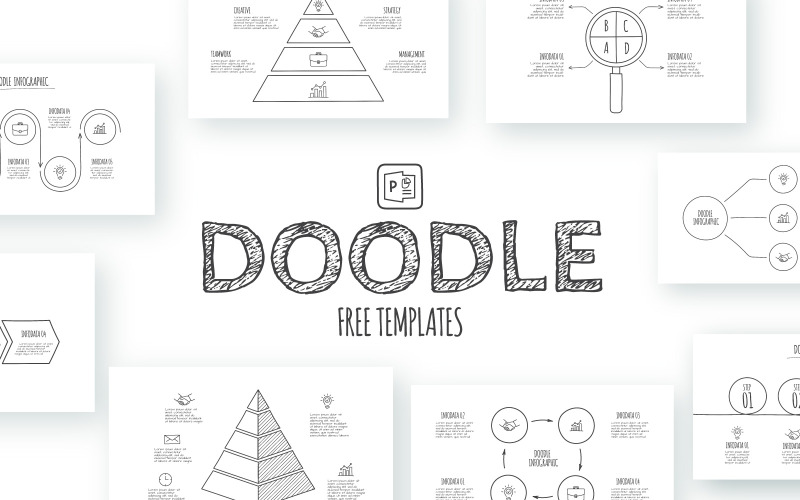 Modelo de PowerPoint de infográficos animados de doodle grátis