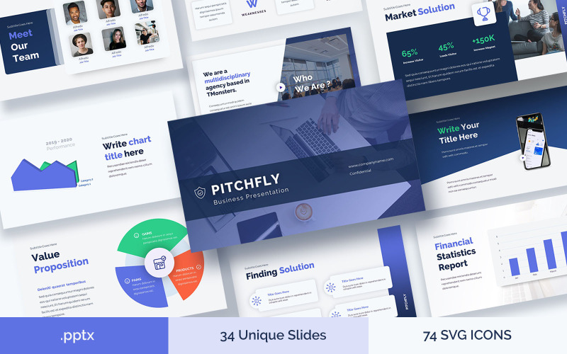 Pitchfly - Modello Powerpoint Pitchdeck per l'avvio di attività e agenzie