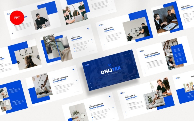 PowerPoint de inicialização e tecnologia do Onlitek