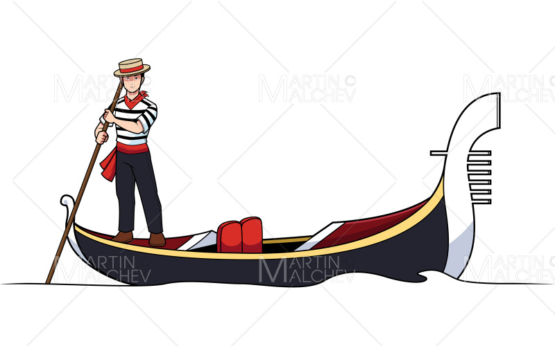 Gondolier na białym tle