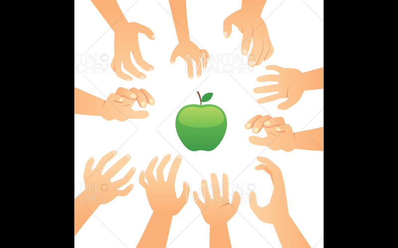 Hände erreichen Apple
