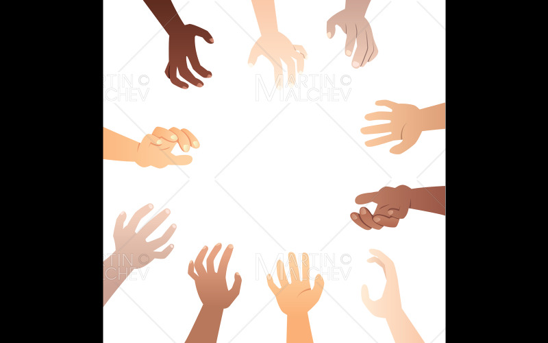 Download Иллюстрация "Hands Reaching To Product" / Hands Reaching To Product - Иллюстрация на тему графика many,hand,reach,reaching,arm,bright,light,achieve,copy space,product,message,reward,cherished,goal,hope,assistance,prize,touch,together,human