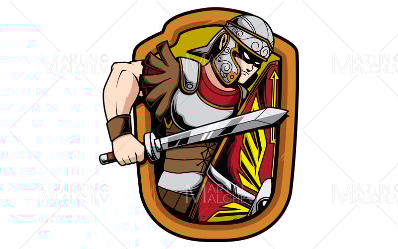 Download Иллюстрация "Legionnaire Mascot" / Legionnaire Mascot - Иллюстрация на тему графика legionnaire,roman,byzantine,greek,soldier,warrior,officer,general,commander,centurion,cohort,legion,navy,army,military,antiquity,mascot,team,design,portrait
