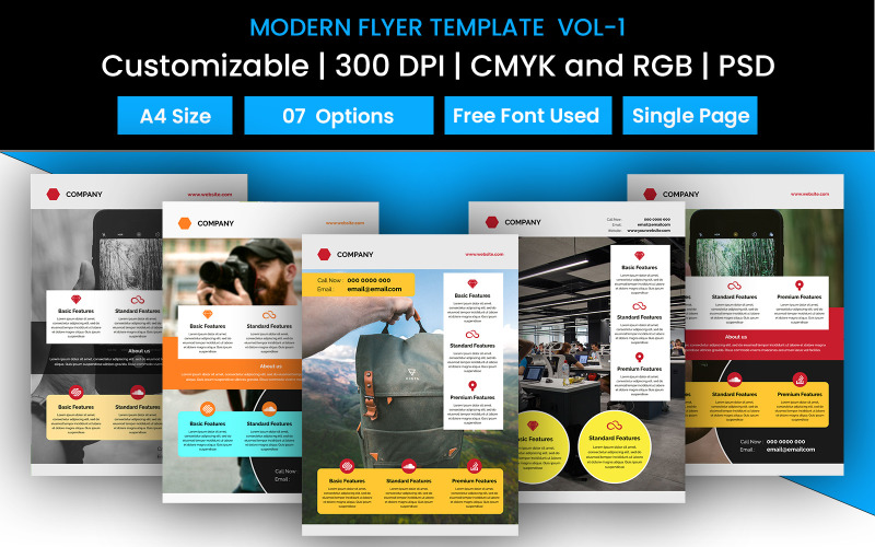 Download Фирменный стиль "Modern Flyer Template Vol-1" / Modern Flyer Template Vol-1 - Фирменный стиль на тему графика modern,psd,clean,image based,graphic,marketing,download,multipurpose,template,bundle,premium,pro,software company,industry,factory,solutions,services,it,business,single page