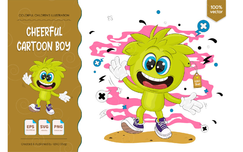 Download Vector "Cheerful Cartoon Boy, Poster - Vector Image" / Cheerful Cartoon Boy, Poster - Vector Image - Vector на тему графика boy,cartoon,character,children,teenage,art,crazy,happy,isolated,comic,illustration,children illustration,face,clip art,eye,fun,tongue,person,boy clip art,vector