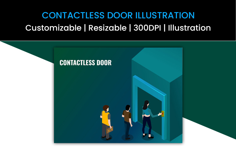 Download Иллюстрация "Contactless Door - Illustration" / Contactless Door - Illustration - Иллюстрация на тему графика contact less door,non contact door system,technology,vector,lllustration,security access control,biometric,scanning,monitoring,safety,security,security gates,door,solutions,password,protectio
