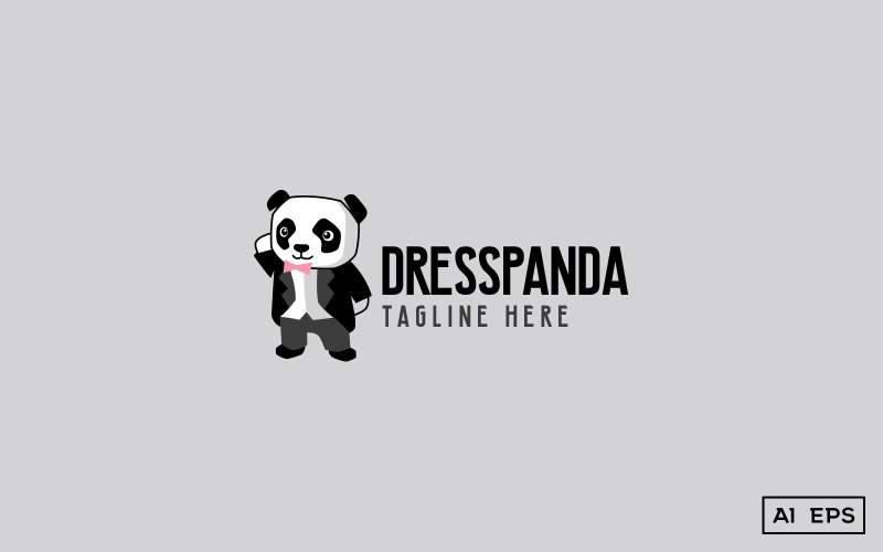 Download Шаблон логотипа "Cute Panda Logo" / Cute Panda Logo - Шаблон логотипа на тему графика panda,cute panda,kid,play,playful,clothing,tshirt,fun,cute,kids,store,dress,boutique,baby,toddler,friendly,shop,animal,tie,party