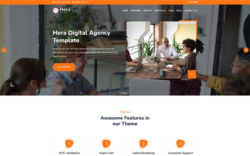 Hera - Digital Agency Eén pagina WordPress-thema