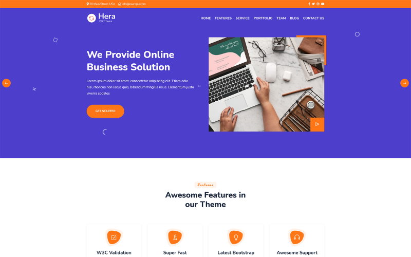 Hera - Digital Agency One page WordPress Theme #165931