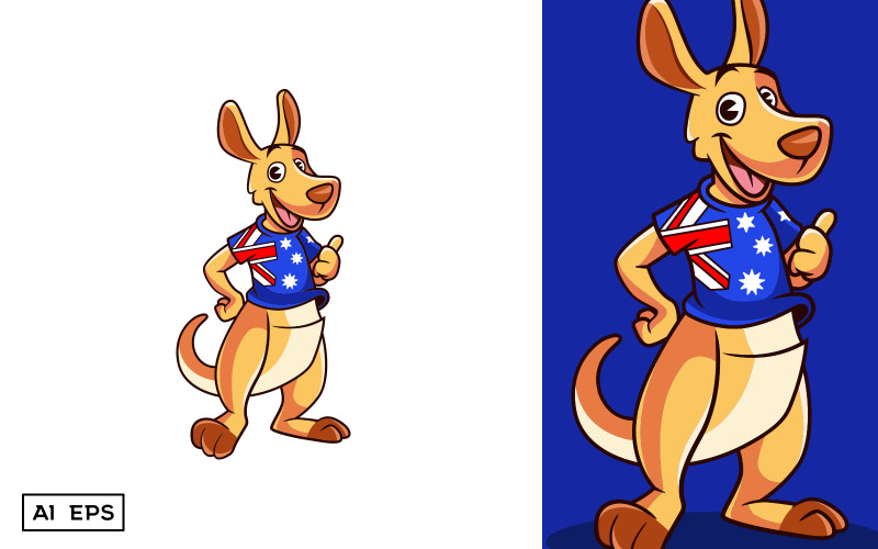 Download Шаблон логотипа "Kangaroo Mascot" / Kangaroo Mascot - Шаблон логотипа на тему графика kangaroo,aussie,australia,australian,tshirt,clothing,fun,mascot,cartoon,kids,animals,educational,blogger,online classes,animal mascot,cute,character,website,informative,kid friendly