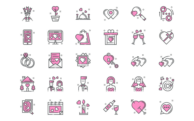 Download Набор иконок "Love and Romance Icons Set" / Love and Romance Icons Set - Набор иконок на тему business android,application,couching,course,date,dating,day,icon,icons,learning,line,line icon,line icons,line style,love,program,relationship,romance,app