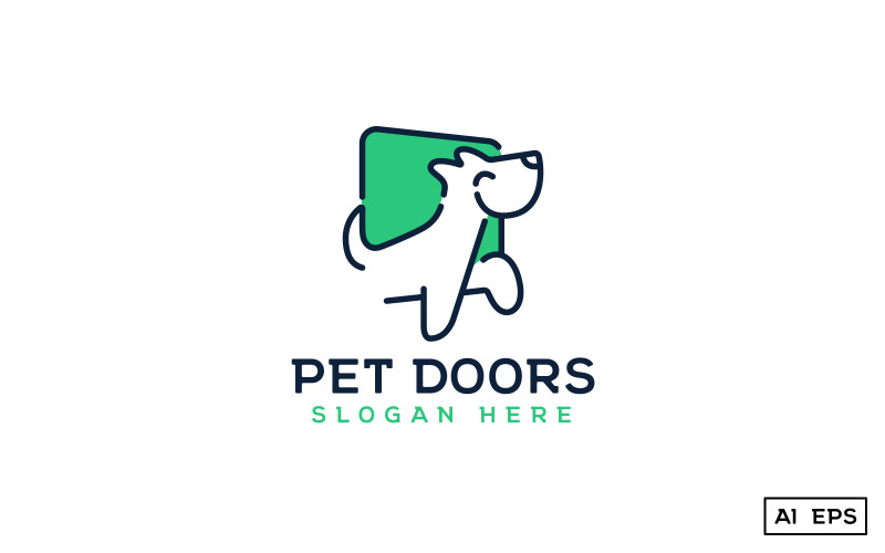 Download Шаблон логотипа "Pet Doors" / Pet Doors - Шаблон логотипа на тему графика pet,dog,doggy,doors,door,business,shop,store,fun,symbol,minimal,pet care,identity,cute,puppy,playful,play,smile,pet lover,pet home