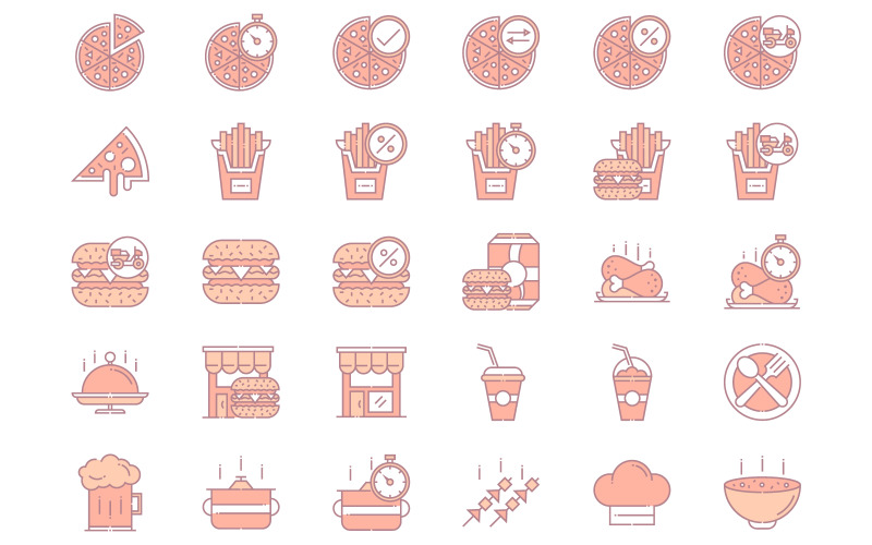 Download Набор иконок "Restaurant and Food Icons" / Restaurant and Food Icons - Набор иконок на тему food bakery,bread,buffet,burger,collection,donation,drink,eating,eats,facts,fast,food,french,fries,hamburger,healthy,icons,illustrations,menu,nutrition