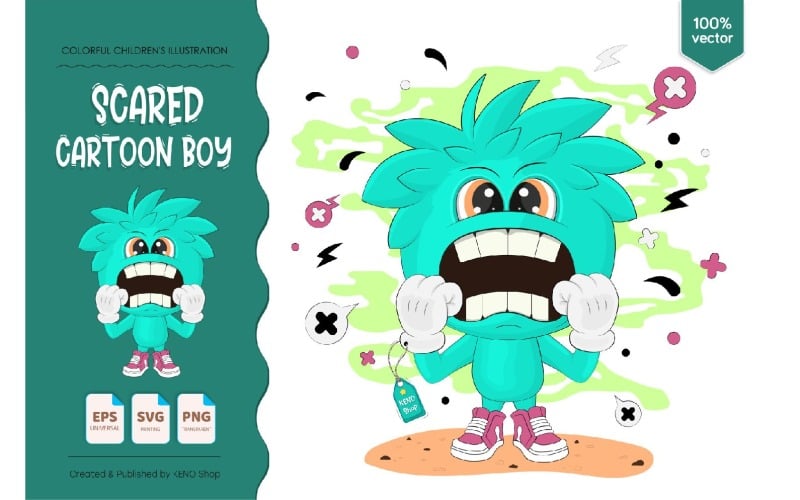 Scared Cartoon Boy - Vector Image