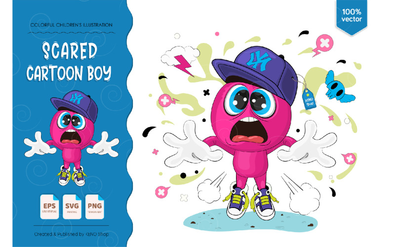 Download Vector "Scared Cartoon Boy - Vector Image" / Scared Cartoon Boy - Vector Image - Vector на тему графика boy,cartoon,character,children,teenage,art,crazy,happy,isolated,comic,illustration,children illustration,face,clip art,eye,fun,tongue,person,boy clip art,vector