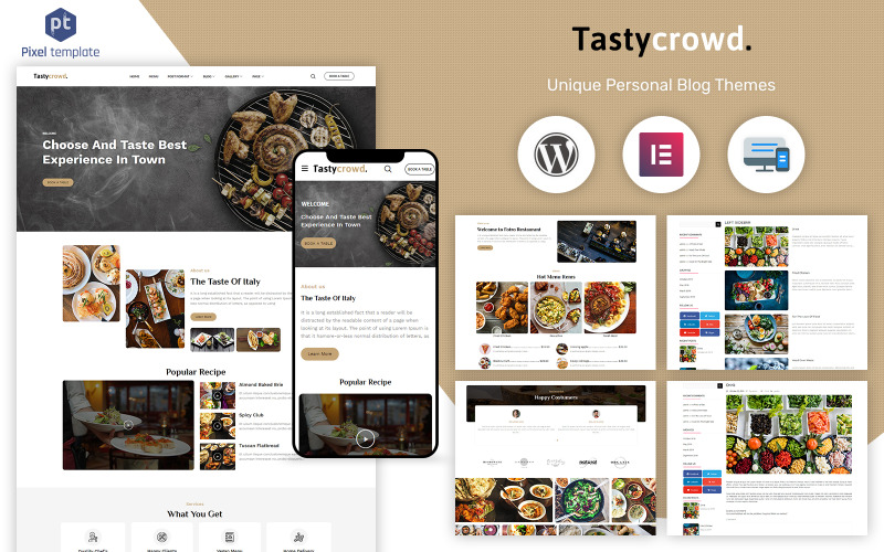 Tastycrowd - Elementor de WordPress para cafetería y restaurante