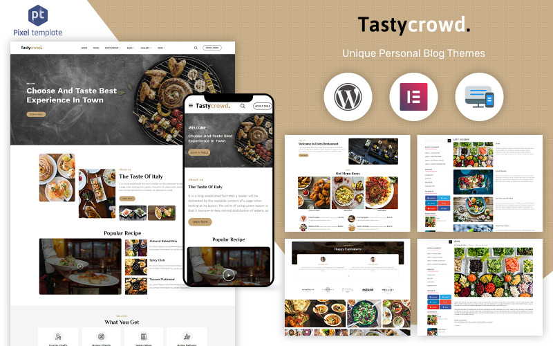Tastycrowd - кафе та ресторан WordPress Elementor