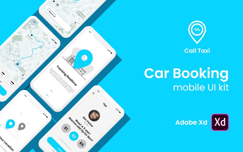 Download UI элементы "Taxi Booking App UI Kit for Adobe XD" / Taxi Booking App UI Kit for Adobe XD - UI элементы на тему графика ui kit,call taxi,uber,car booking,mobile app,ui,taxi book ui,app ui,app design,cap book ui