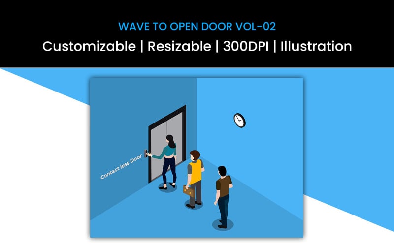 Download Иллюстрация "Wave to Open Door Vol-02" / Wave to Open Door Vol-02 - Иллюстрация на тему графика illustration,wave to open door,door lock,access,security gates,entrance,que,contact less door,security access solution,biometric,scanning,keylock,monitoring,security access control,technology