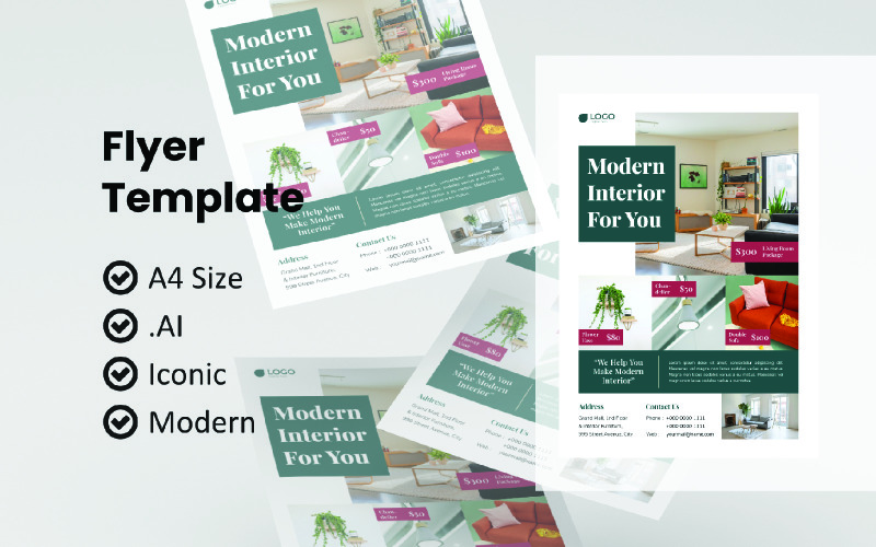 Download Фирменный стиль "Business Interior Flyer" / Business Interior Flyer - Фирменный стиль на тему графика flyer template,flyer business,print template,advertising,promotion flyer,brochure template,flyer mockup,flyer bundle template,interior flyer