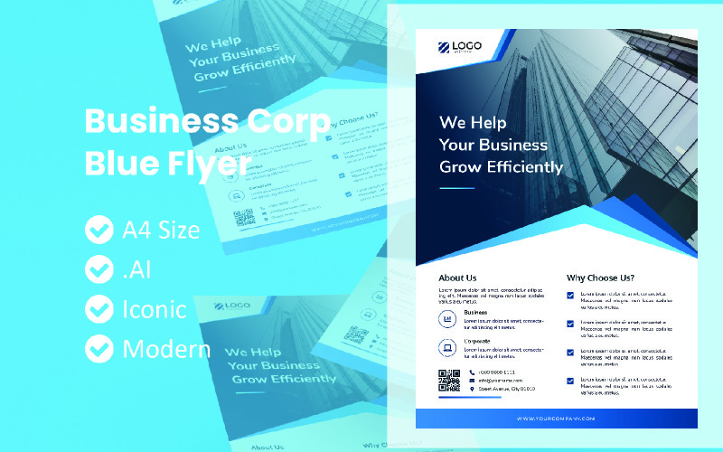 Download Фирменный стиль "Corporate Blue Flyer Template" / Corporate Blue Flyer Template - Фирменный стиль на тему графика flyer template,flyer business,print template,advertising,promotion flyer,brochure template,flyer mockup,flyer bundle template,corporate template,corporate flyer,corporate brochure template