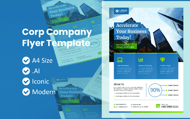 Download Фирменный стиль "Corporate Company Business Flyer" / Corporate Company Business Flyer - Фирменный стиль на тему графика flyer template,flyer business,print template,advertising,promotion flyer,brochure template,flyer mockup,flyer bundle template,corporate template,corporate flyer template