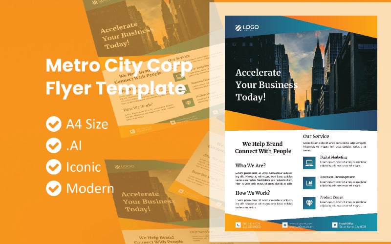 Download Фирменный стиль "Corporate Metro City Flyer Template" / Corporate Metro City Flyer Template - Фирменный стиль на тему графика flyer template,flyer business,print template,advertising,promotion flyer,brochure template,flyer mockup,flyer bundle template,corporate flyer template,corporate brochure template