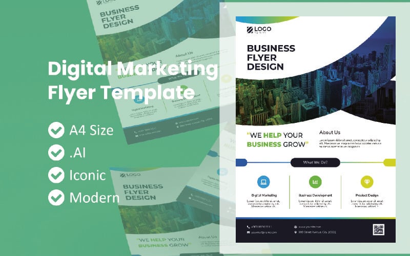 Download Фирменный стиль "Digital Marketing Business Flyer" / Digital Marketing Business Flyer - Фирменный стиль на тему графика flyer template,flyer business,print template,advertising,promotion flyer,brochure template,flyer mockup,flyer bundle template